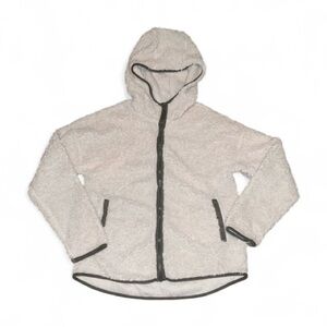 Mine Ivory Sherpa Zip Up Hoodie- Size Large